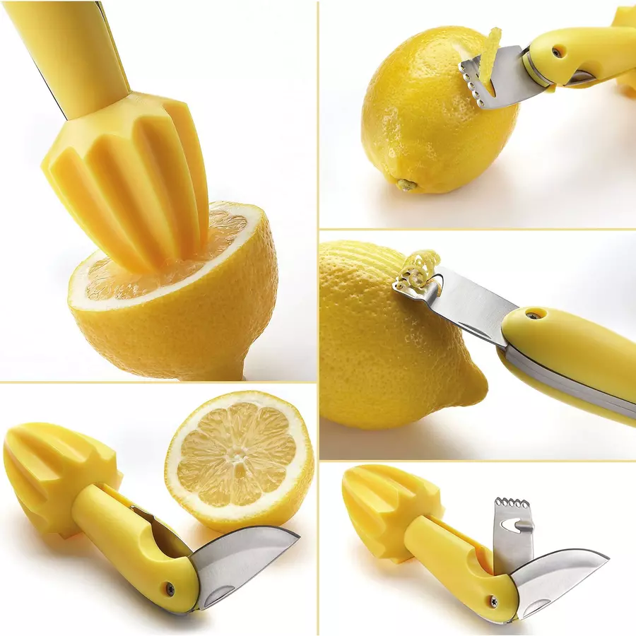 Storcător de lămâie 4 în 1 cu răzătoare, decojitor și tăietor, inox