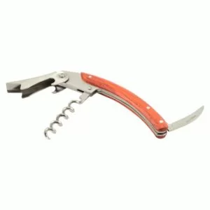 Tirbușon Dreko cu mâner din lemn, lamă zimțată și spirală din metal