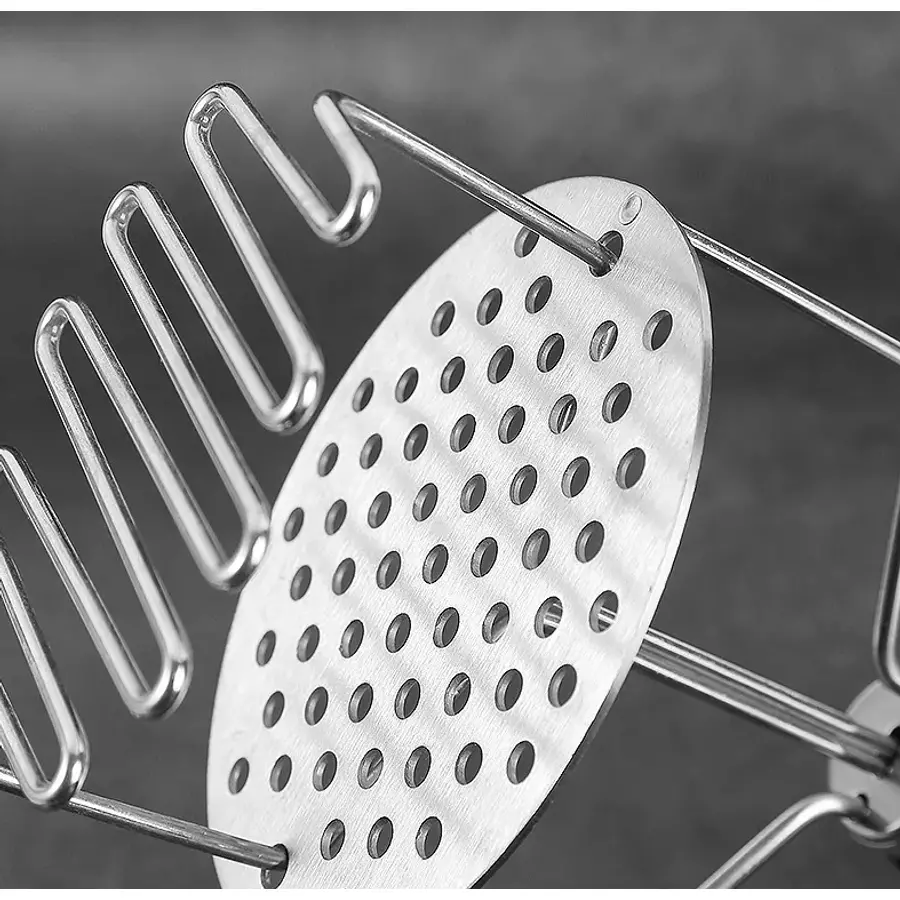 Zdrobitor de cartofi din inox cu mâner cauciucat și suprafață dublă, 24,5 cm