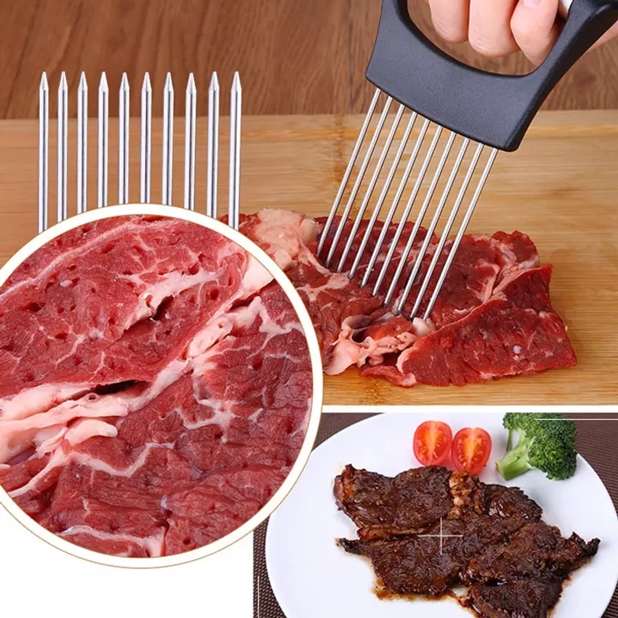 Ac pentru ceapă din oțel inoxidabil cu mâner ergonomic, feliere sigură