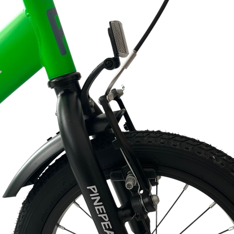 Bicicletă copii 14 inch verde, cu roți ajutătoare detașabile și frâne V-Brake