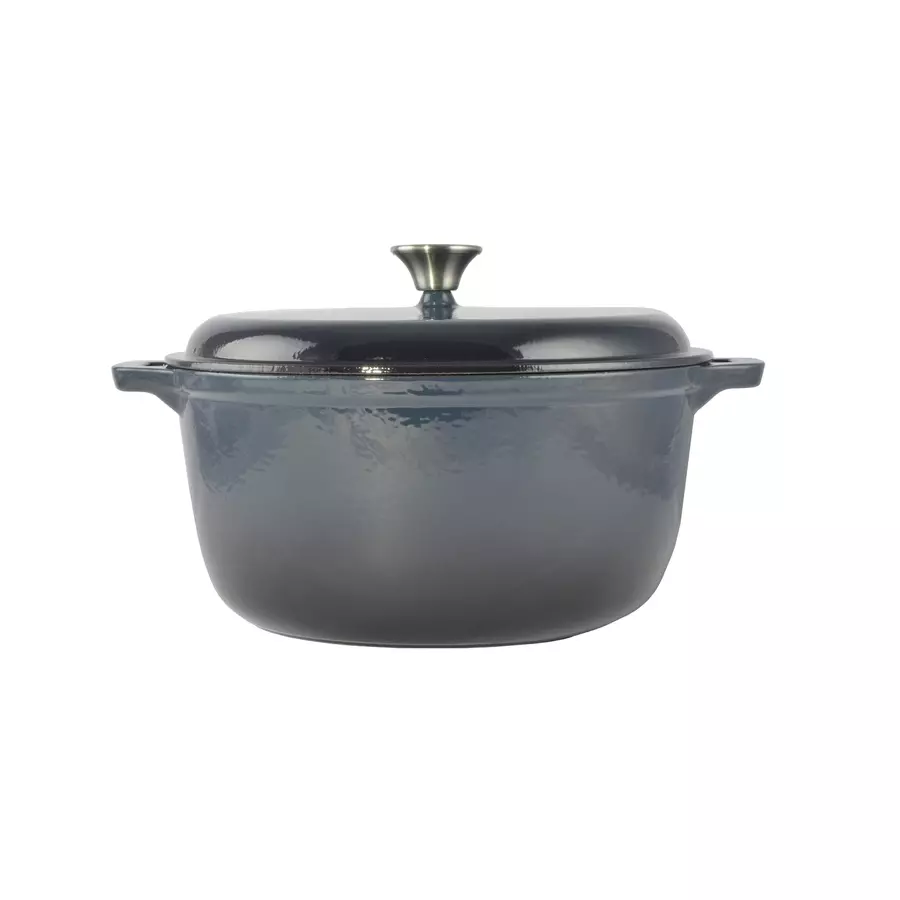 Cratiță din fontă emailată cu capac 7 L, 30 cm, albastru oțel Perfect Home