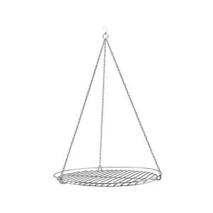 Grătar suspendat din oțel inoxidabil cu lanț, diametru 62 cm, pentru foc de tabără