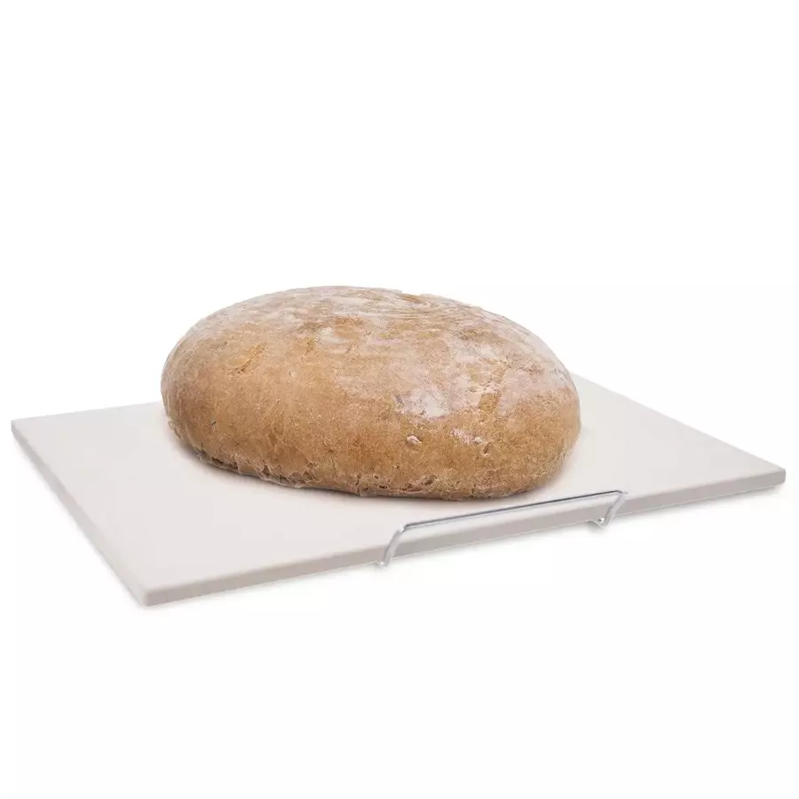 Piatră de copt Orion 44x30 cm din ceramică, cu suport metalic, pentru pizza și pâine