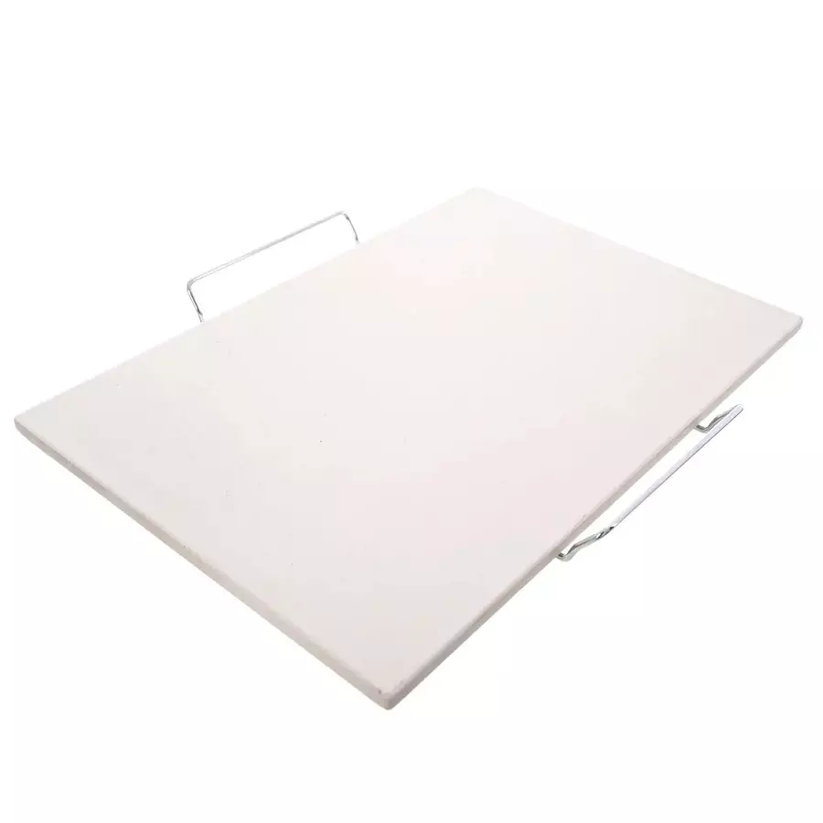 Piatră de copt Orion 44x30 cm din ceramică, cu suport metalic, pentru pizza și pâine