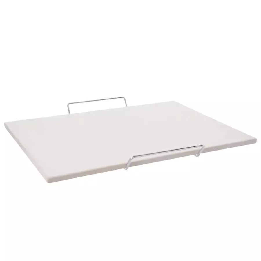 Piatră de copt Orion 44x30 cm din ceramică, cu suport metalic, pentru pizza și pâine