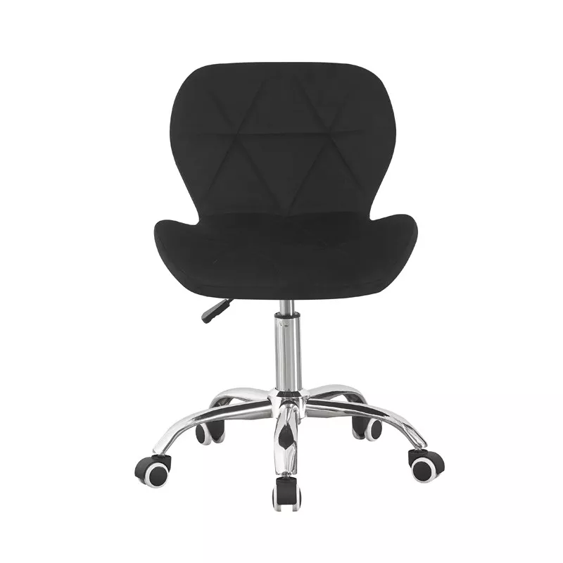 Scaun de birou scandinav din velur negru, reglabil 72–84 cm, roti cauciucate