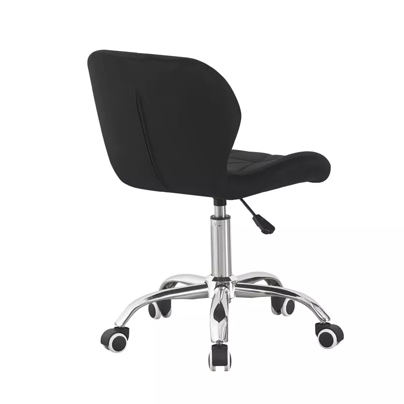 Scaun de birou scandinav din velur negru, reglabil 72–84 cm, roti cauciucate