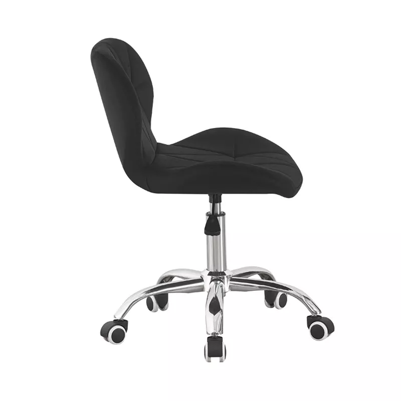 Scaun de birou scandinav din velur negru, reglabil 72–84 cm, roti cauciucate