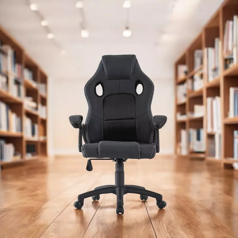 Scaun gaming ergonomic cu mesh respirabil, reglabil pe inaltime, 150 kg, negru