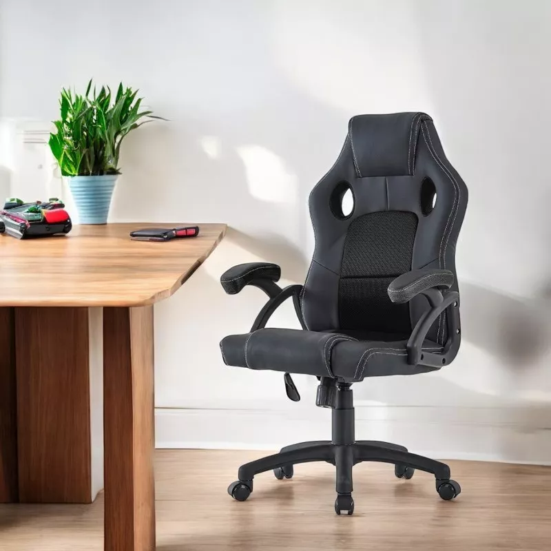 Scaun gaming ergonomic cu mesh respirabil, reglabil pe inaltime, 150 kg, negru