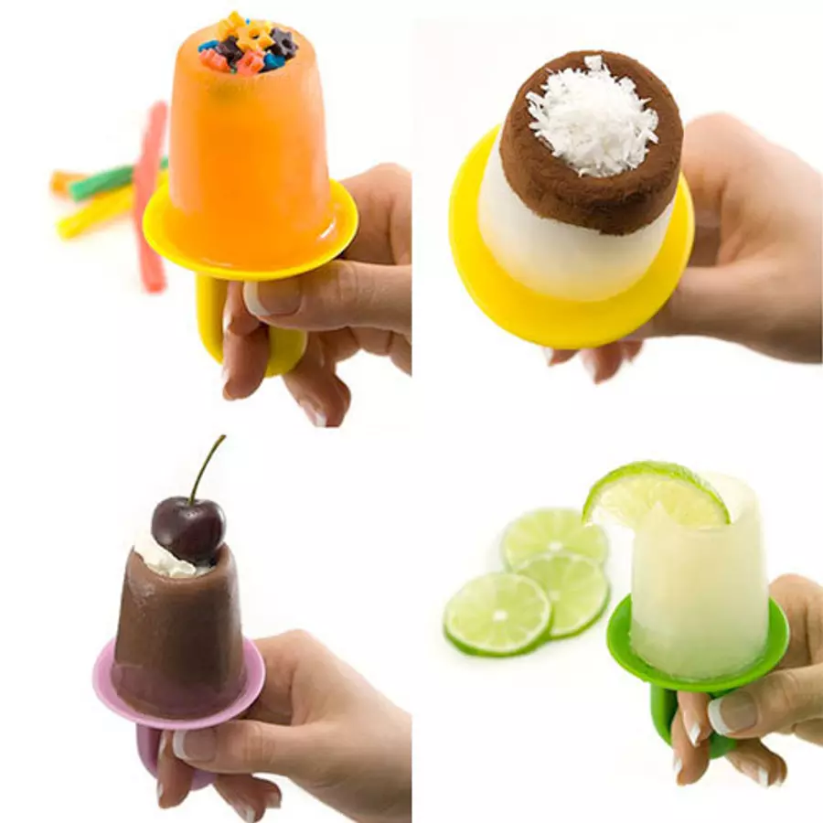 Set 4 forme pentru înghețată cu mâner, porții 6×8 cm, Perfect Home