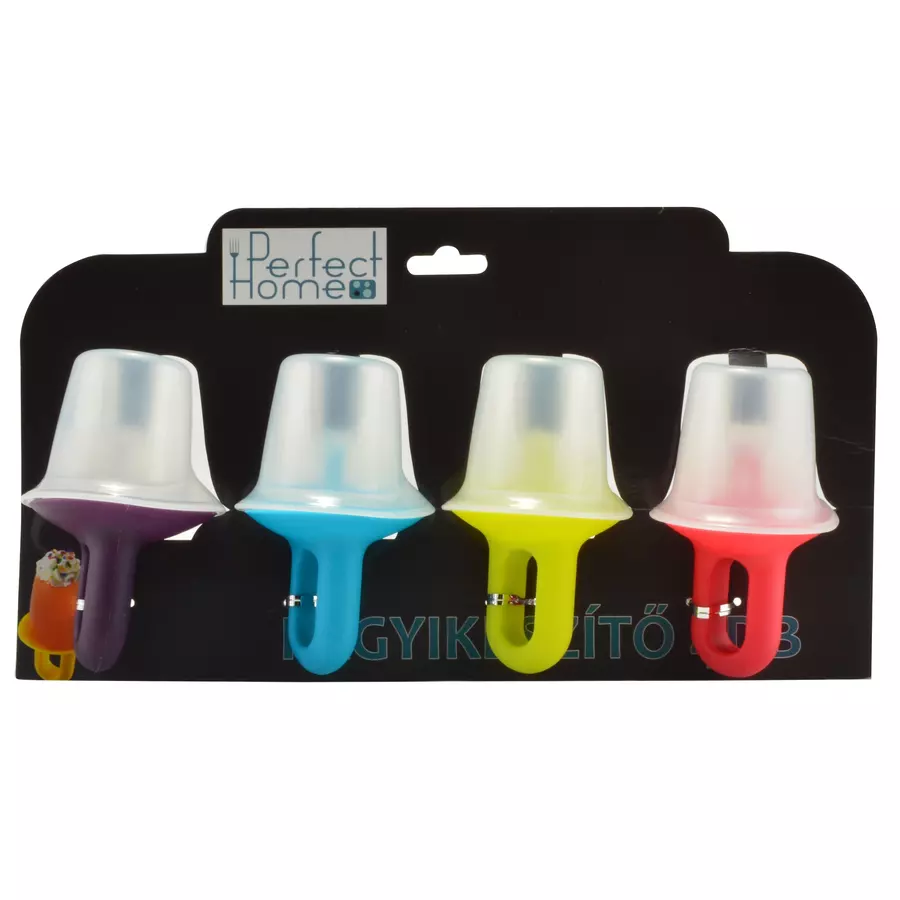Set 4 forme pentru înghețată cu mâner, porții 6×8 cm, Perfect Home