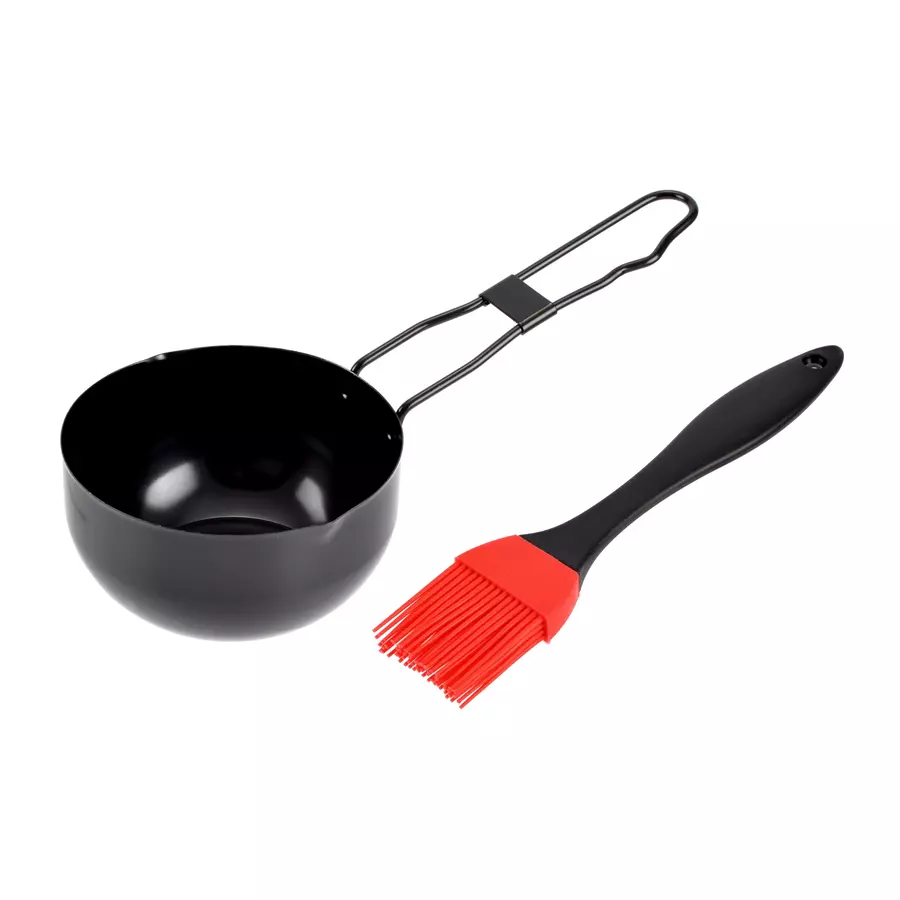 Vas de marinare cu pensulă din silicon și bol metalic cu mâner, 11,5 cm