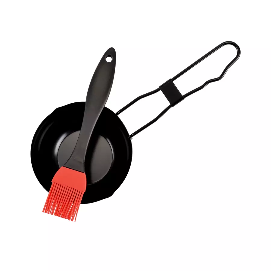 Vas de marinare cu pensulă din silicon și bol metalic cu mâner, 11,5 cm