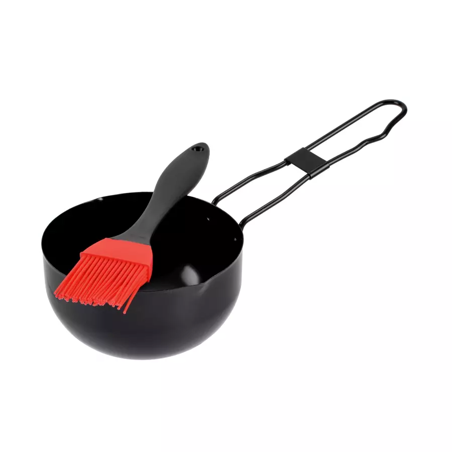 Vas de marinare cu pensulă din silicon și bol metalic cu mâner, 11,5 cm