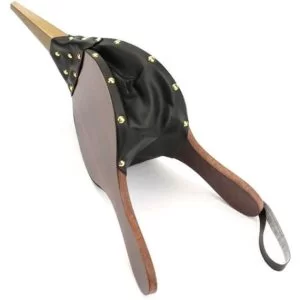 Ventilator manual pentru BBQ și șemineu, piele artificială și lemn, 40 cm