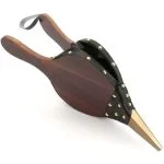 Ventilator manual pentru BBQ și șemineu, piele artificială și lemn, 40 cm