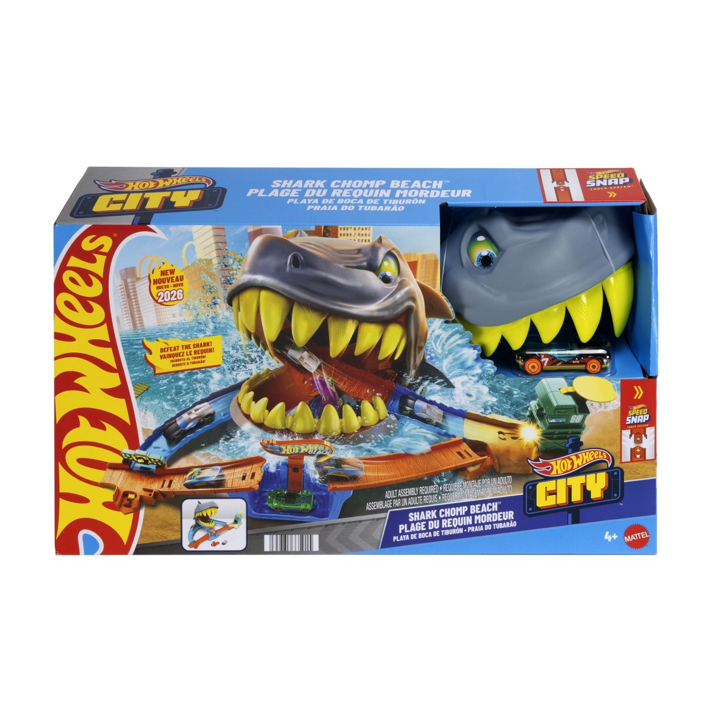 HOT WHEELS CITY PISTA DE CURSE PLAJA RECHINULUI CHOMP CU MASINUTA INCLUSA SuperHeroes ToysZone