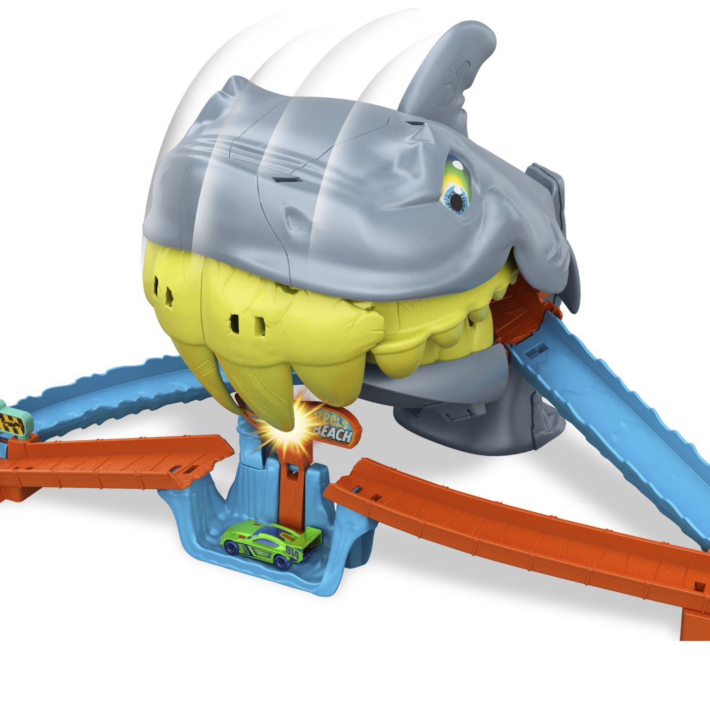 HOT WHEELS CITY PISTA DE CURSE PLAJA RECHINULUI CHOMP CU MASINUTA INCLUSA SuperHeroes ToysZone