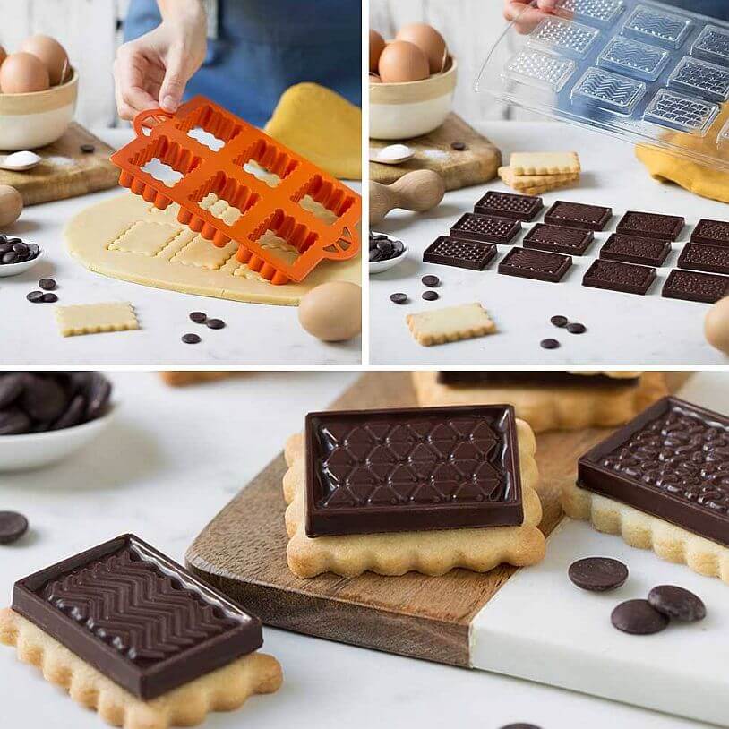 Set forme pentru biscuiți de Paște cu decorațiuni din ciocolată, 2 piese