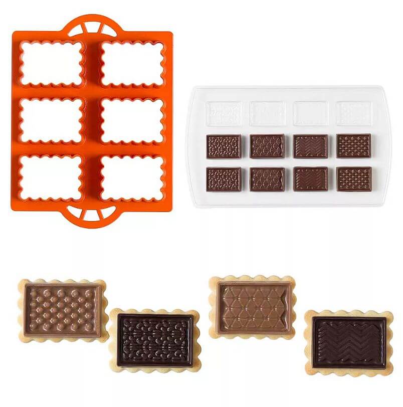 Set forme pentru biscuiți de Paște cu decorațiuni din ciocolată, 2 piese