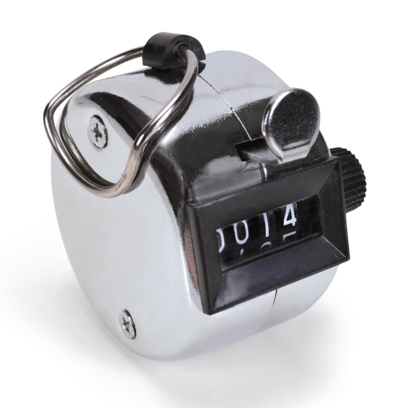 Contor de mână mecanic cu afișaj 4 cifre și resetare rapidă, argintiu