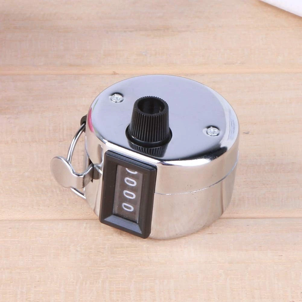 Contor de mână mecanic cu afișaj 4 cifre și resetare rapidă, argintiu