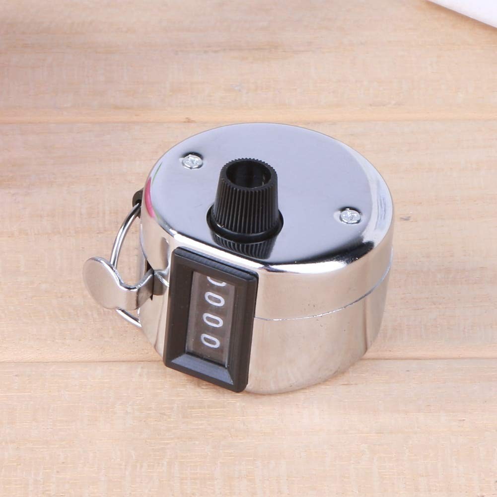 Contor de mână mecanic cu afișaj 4 cifre și resetare rapidă, argintiu