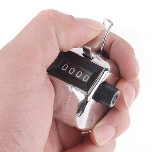 Contor de mână mecanic cu afișaj 4 cifre și resetare rapidă, argintiu