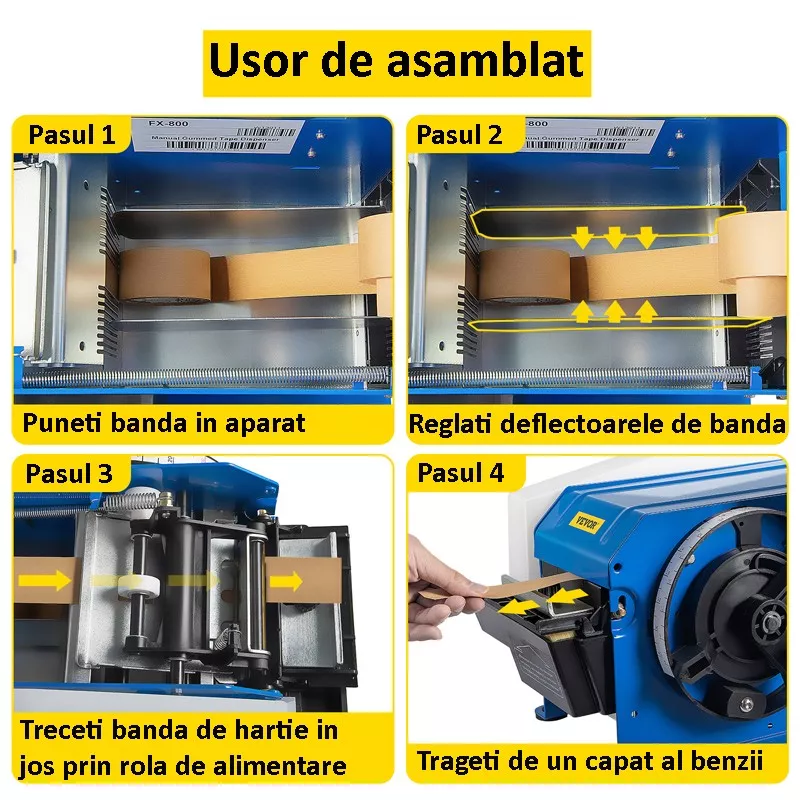Dispenser manual pentru bandă umectibilă, cu reglaj 20–80 mm și rezervor apă