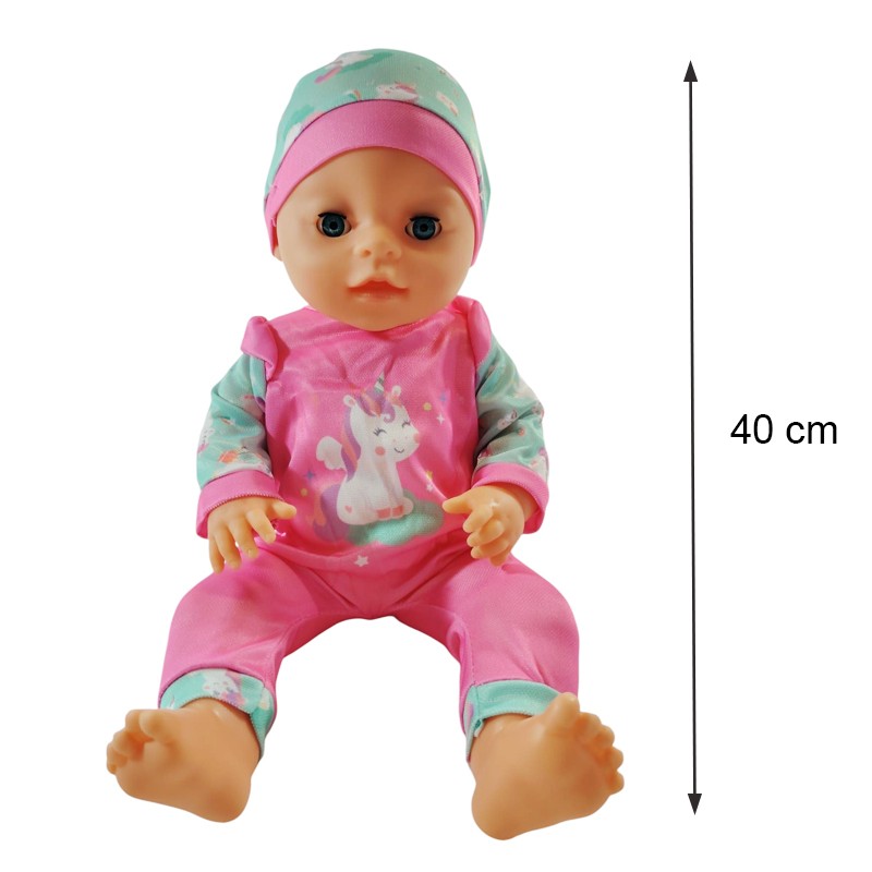 Papusa bebelus Yala 40 cm cu accesorii, ochi mobili si functie pipi, 3+