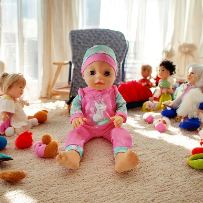 Papusa bebelus Yala 40 cm cu accesorii, ochi mobili si functie pipi, 3+