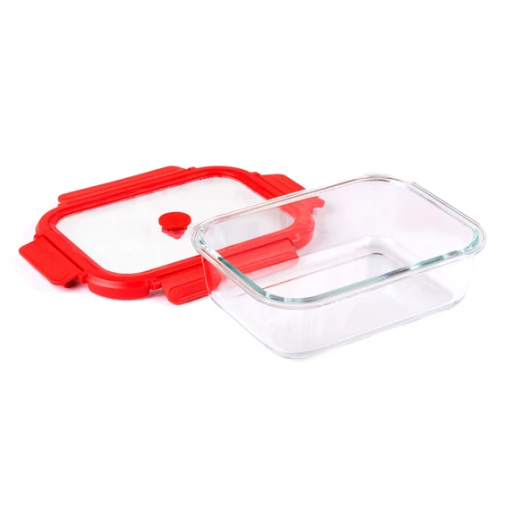 Vas termorezistent din sticlă cu capac, 1020 ml, pentru gătit și depozitare