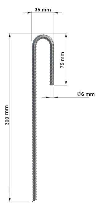Ancoră metalică tip J pentru fixare geogrilă, Ø6 mm, 30 cm