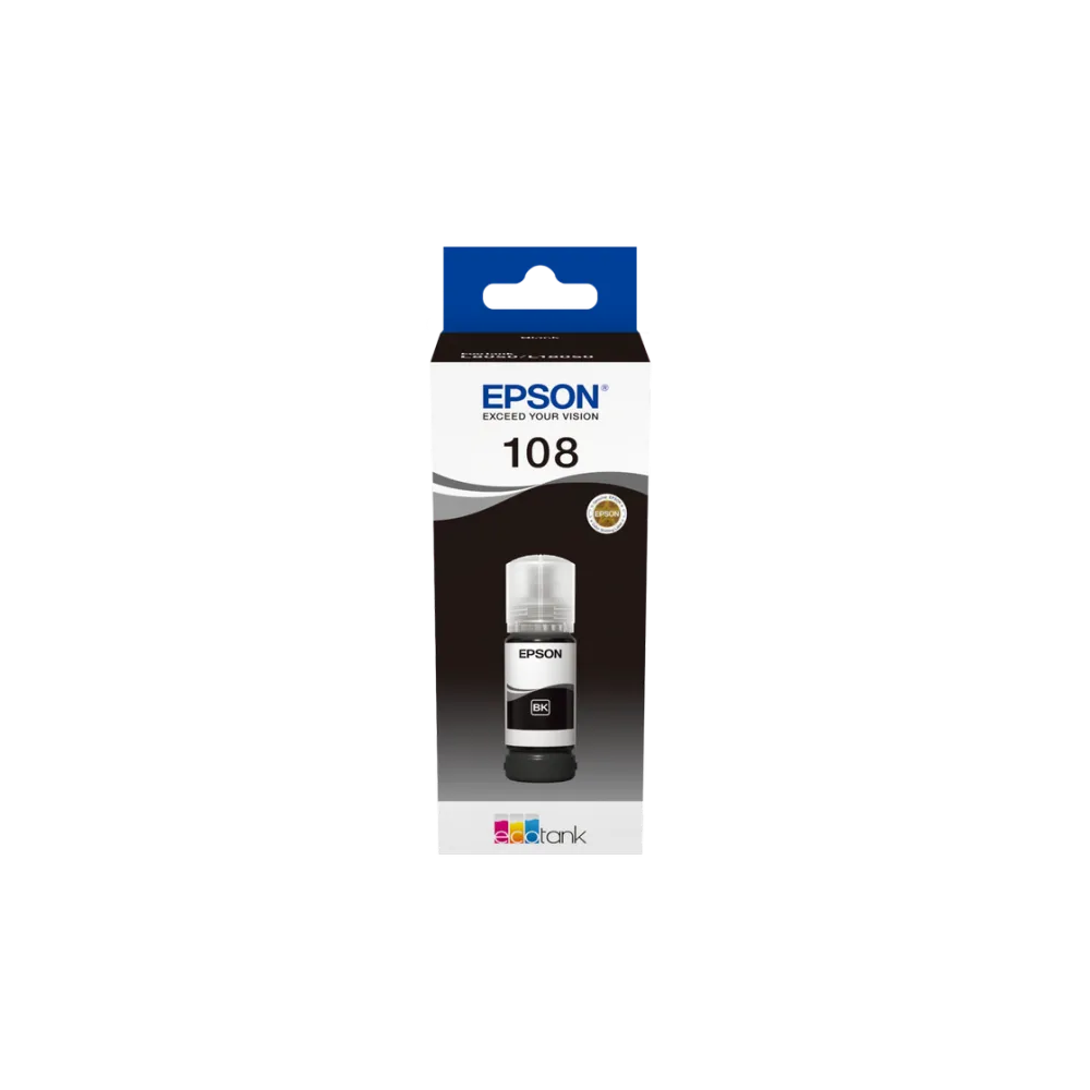 Cerneală originală Epson 108 EcoTank, negru, flacon 70 ml pentru imprimante Epson