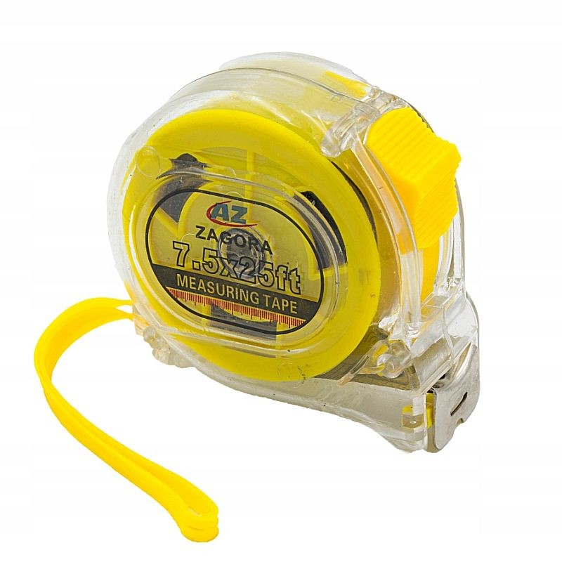 Ruletă de măsurare 7,5 m cu bandă metalică, blocare și retragere, clemă