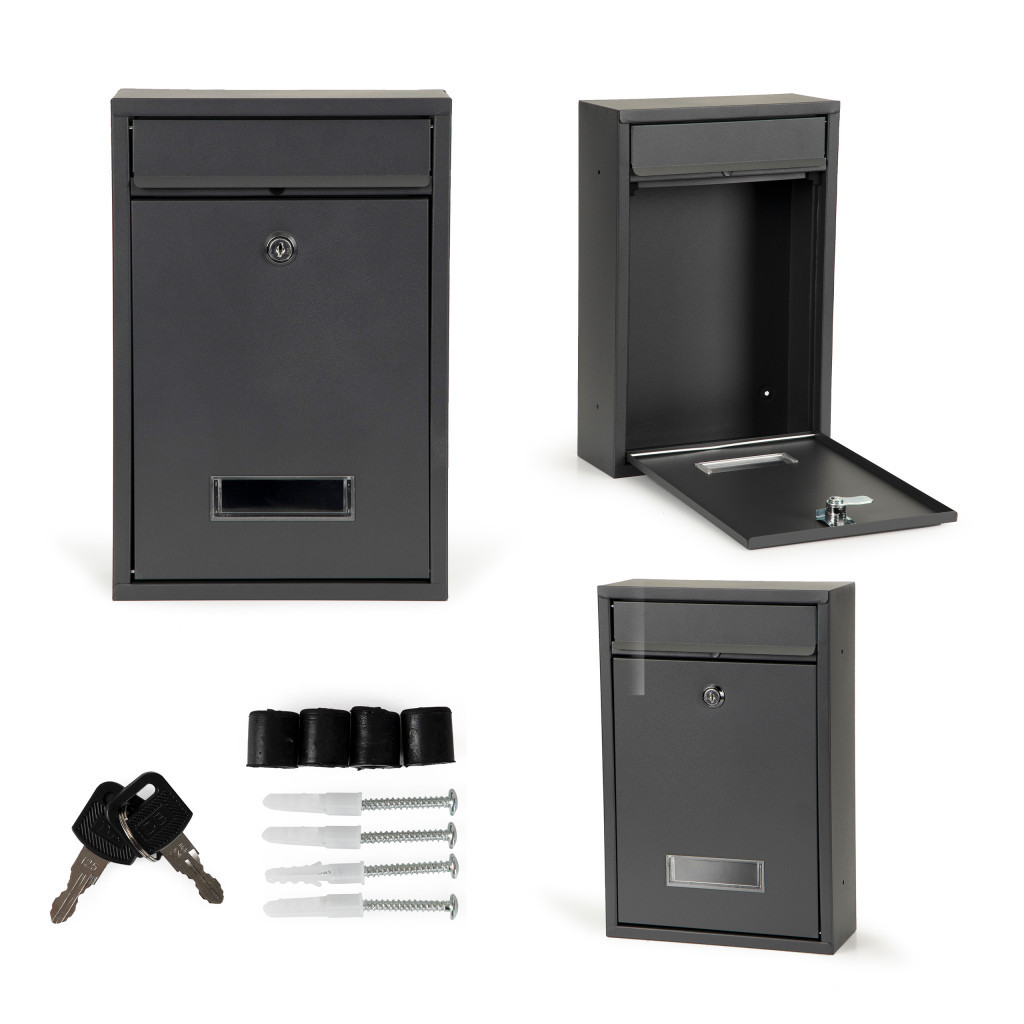 Cutie poștală Homelux antracit din oțel galvanizat, cu 2 chei și vizor