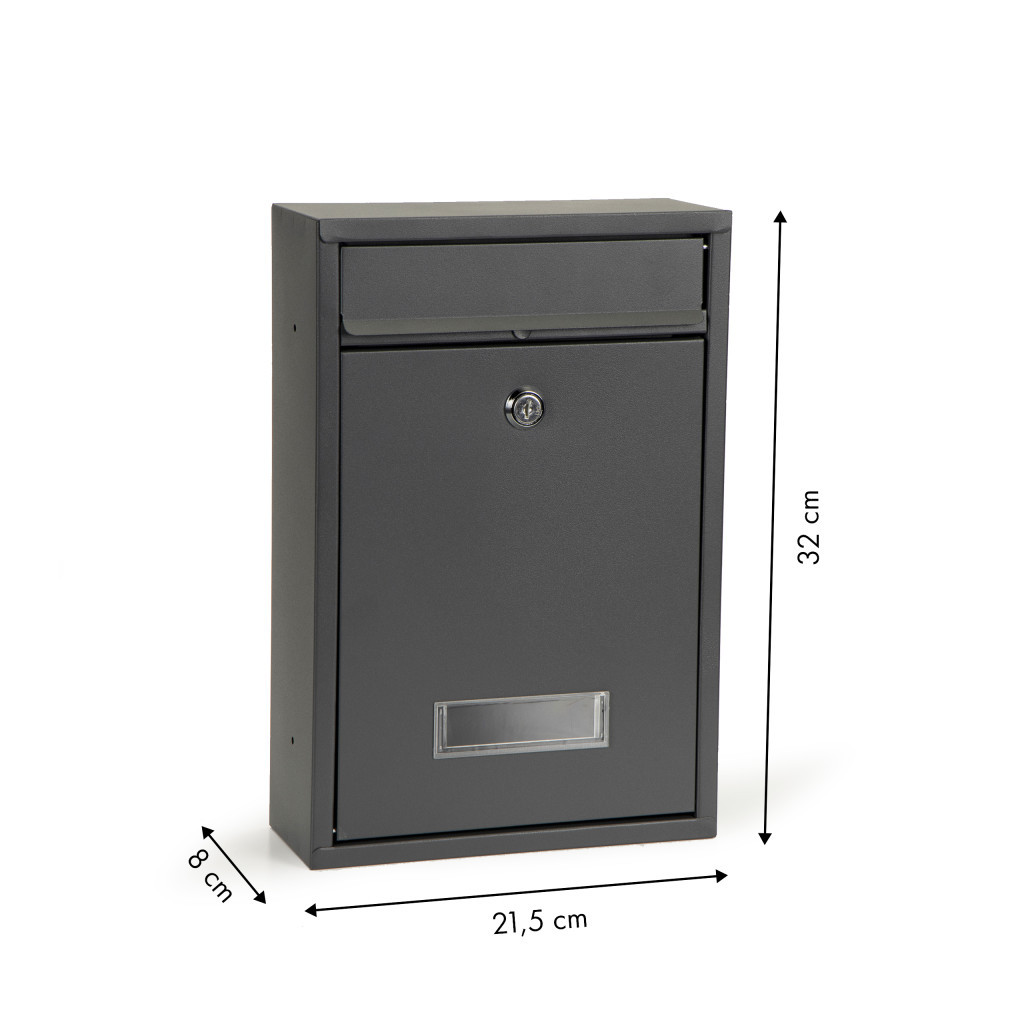 Cutie poștală Homelux antracit din oțel galvanizat, cu 2 chei și vizor