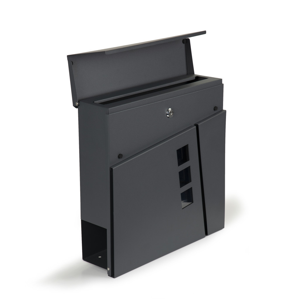 Cutie poștală Homelux din oțel galvanizat, antracit, cu suport pentru ziare