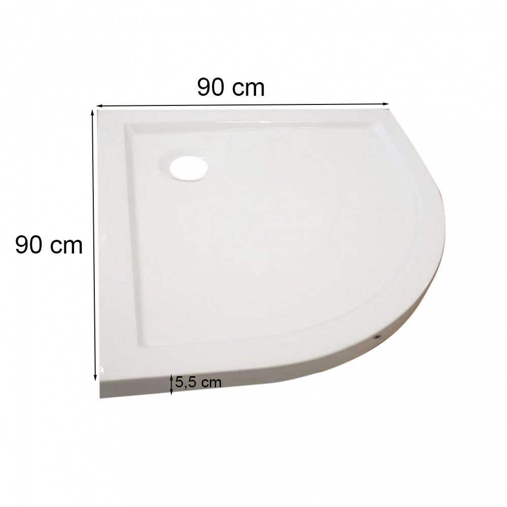 Cădiță de duș acrilică joasă Leziter Modena Slim curbată 90x90x5,5 cm