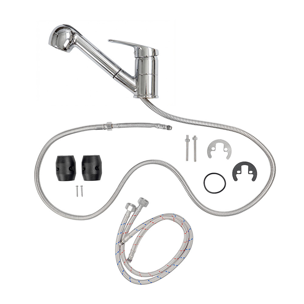 Robinet chiuvetă bucătărie Leziter Carol crom cu duș extractibil, 180 mm