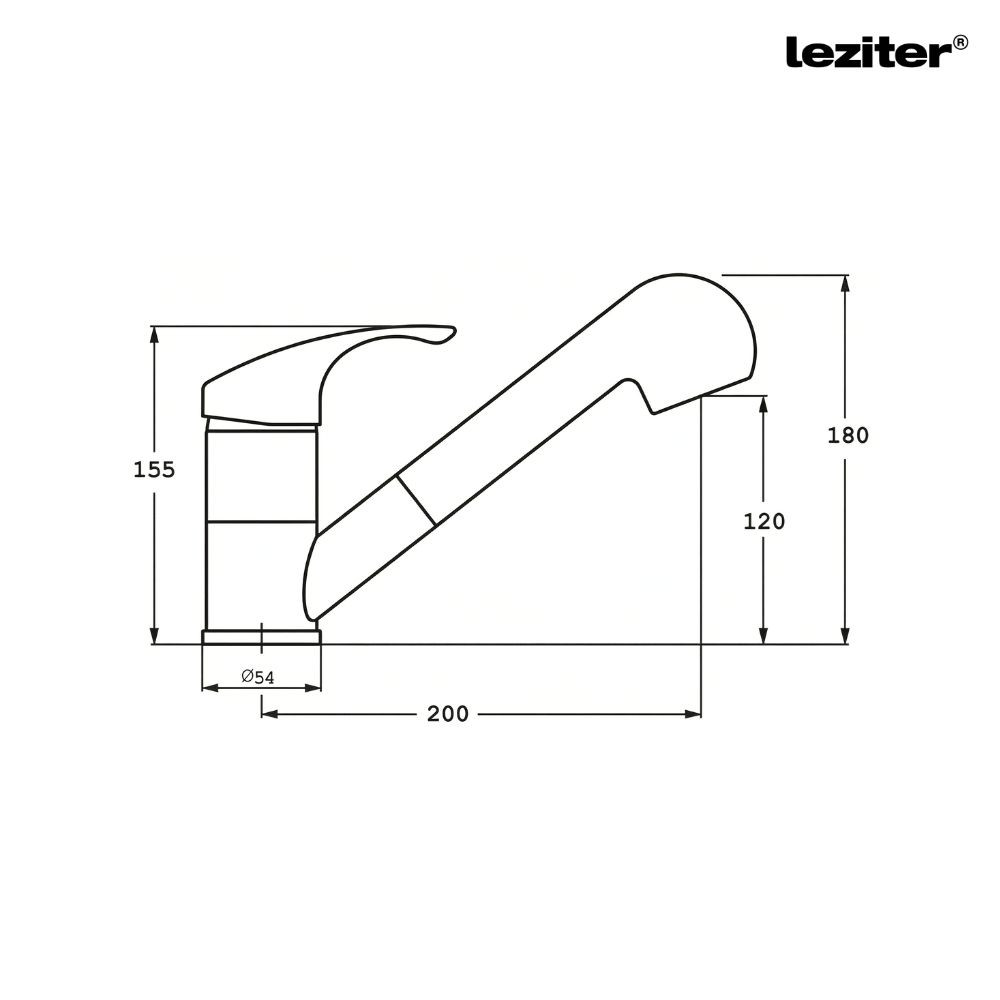 Robinet chiuvetă bucătărie Leziter Carol crom cu duș extractibil, 180 mm