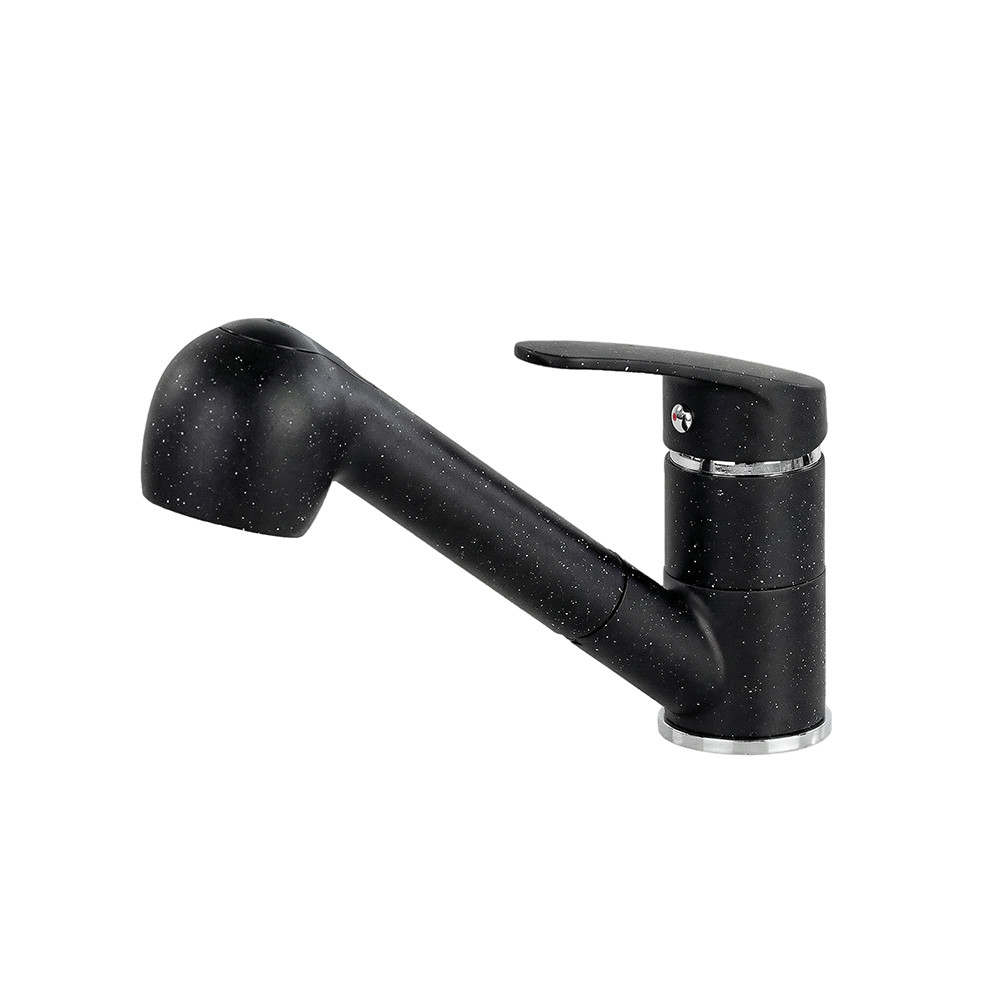 Robinet chiuvetă bucătărie Leziter Carol negru, cu duș extensibil detașabil