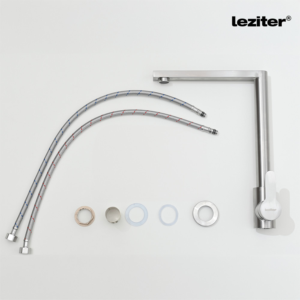 Robinet chiuvetă bucătărie Leziter Valen din inox, pivotant 360°, finisaj lustruit