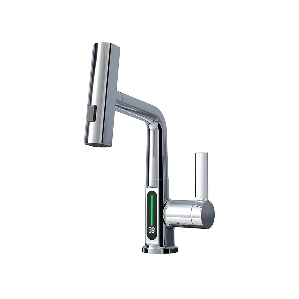 Robinet mixer bucătărie Leziter Mara crom, duș extractibil și afișaj digital