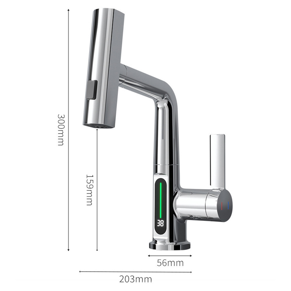 Robinet mixer bucătărie Leziter Mara gri, cap multifuncțional și afișaj digital