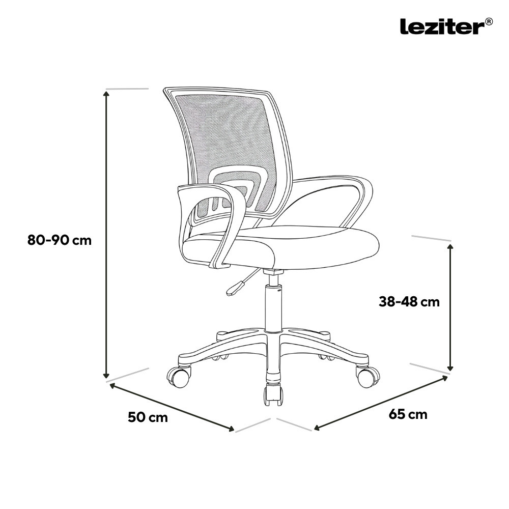 Scaun de birou pivotant Leziter Tivo negru, spatar mesh, inaltime reglabila