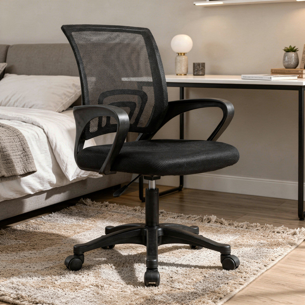 Scaun de birou pivotant Leziter Tivo negru, spatar mesh, inaltime reglabila