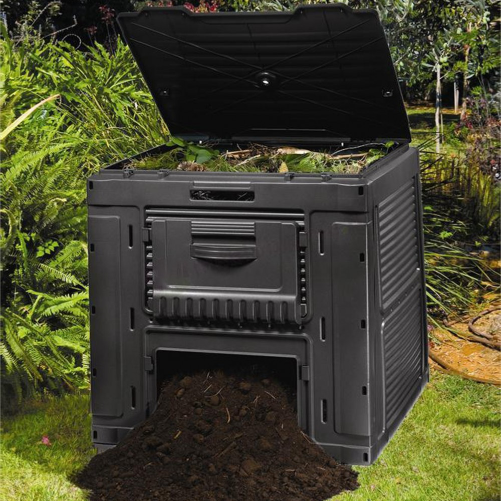 Compostor Curver 470 L fără bază, negru – recipient pentru compost rezistent UV